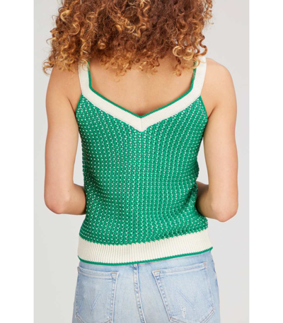 Shop Mii Margaret Knitted Cotton Top In Green