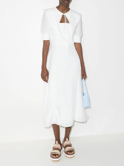 Shop Masterpeace Bib-collar Tulle Dress In Weiss