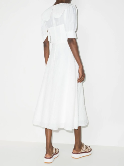 Shop Masterpeace Bib-collar Tulle Dress In Weiss