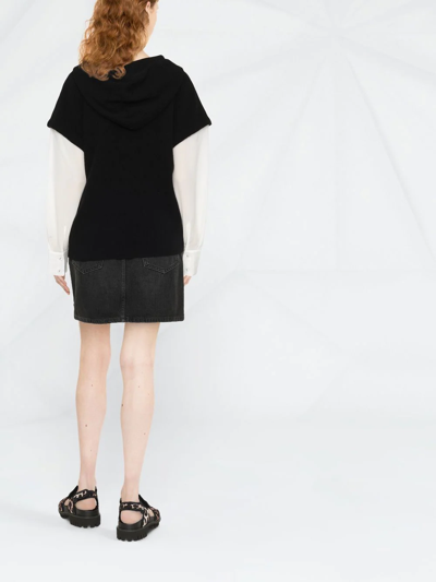Max & Moi Two-tone Drawstring Hoodie In Black