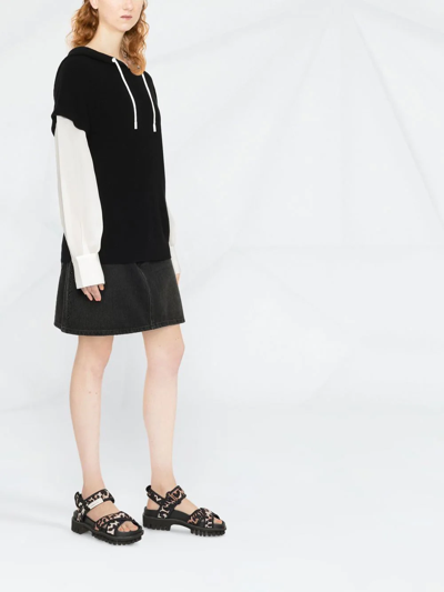 Shop Max & Moi Two-tone Drawstring Hoodie In Black