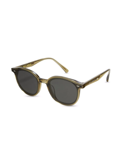 Shop Gentle Monster Obon Two Tone Round Sunglasses In Black