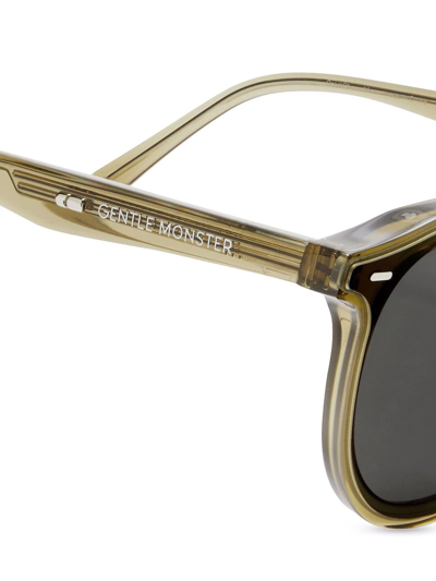 Shop Gentle Monster Obon Two Tone Round Sunglasses In Black