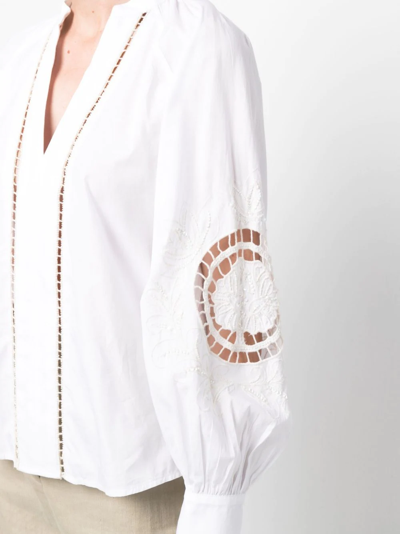 Shop Twinset Embroidered V-neck Blouse In White