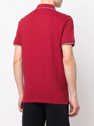 Shop Emporio Armani Logo Embroidered Polo Shirt In Red