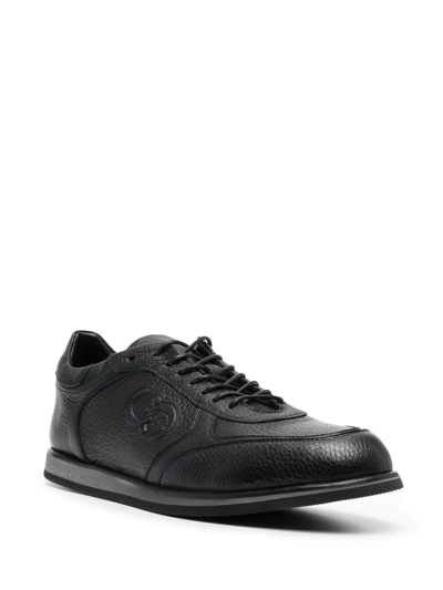 Shop Casadei Debossed-logo Low-top Sneakers In Black