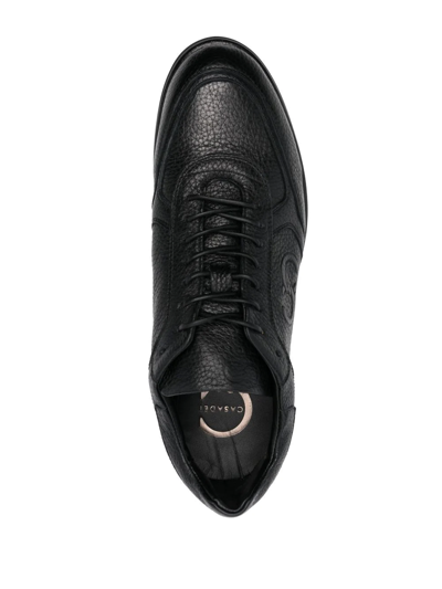 Shop Casadei Debossed-logo Low-top Sneakers In Black