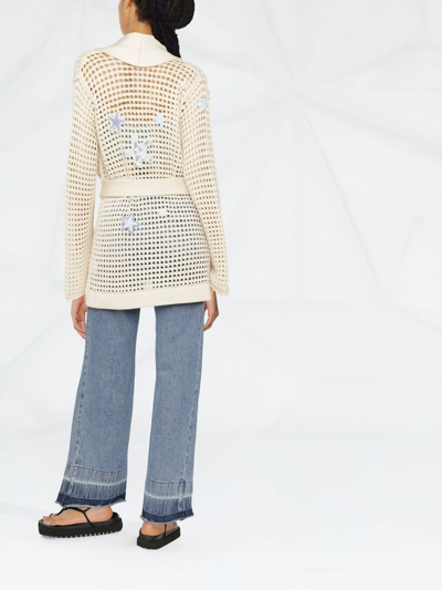 Canessa Crochet Cardigan With Appliqués In Nude