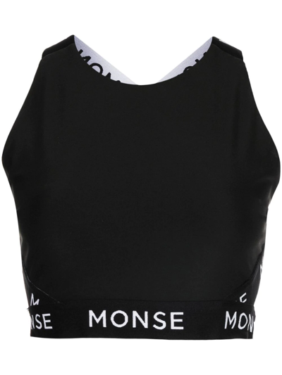 Shop Monse Logo-print Performance Top In Schwarz