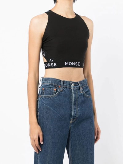 Shop Monse Logo-print Performance Top In Schwarz