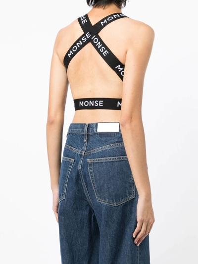 Monse Halter Sports Logo Crop Top In Schwarz