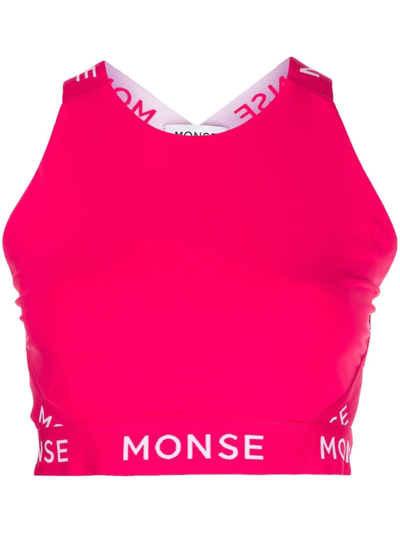 Monse Logo-print Halterneck Sports Top In Rosa