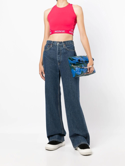 Monse Logo-print Halterneck Sports Top In Rosa