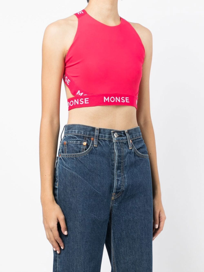 Monse Logo-print Halterneck Sports Top In Rosa