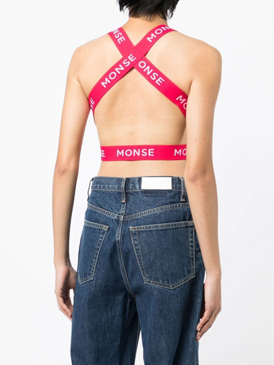 Monse Logo-print Halterneck Sports Top In Rosa