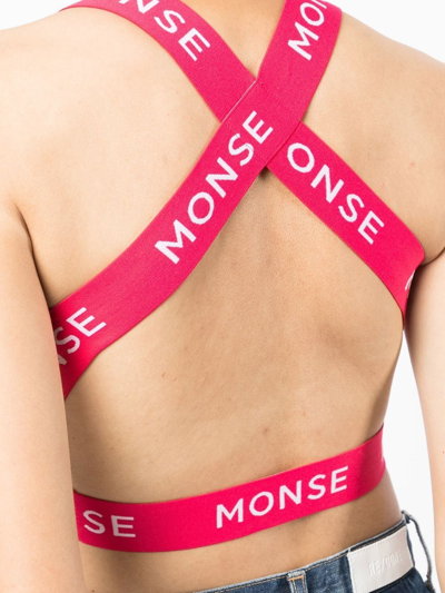 Monse Logo-print Halterneck Sports Top In Rosa