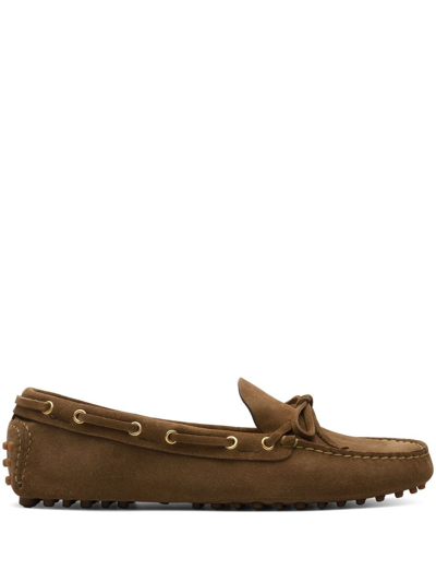Shop Car Shoe Suede Driving Shoes In Brown