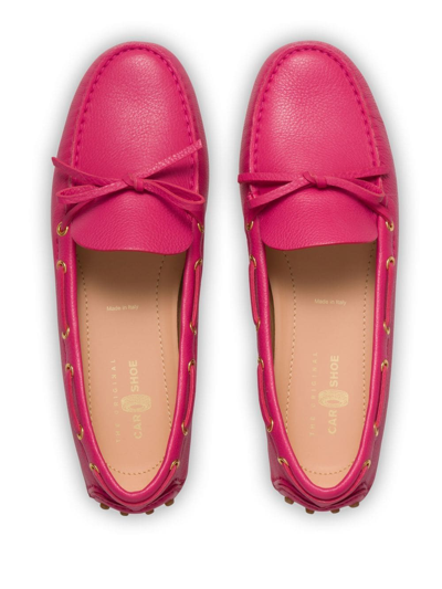 Shop Car Shoe Soft Grained Leather Driving Shoes In Pink