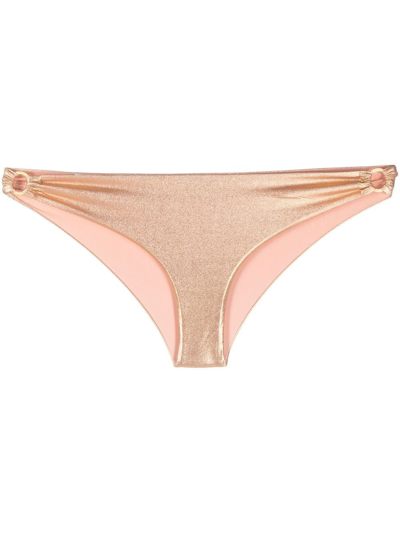 Patrizia Pepe Glitter Hoop-side Bikini Bottoms In Gold