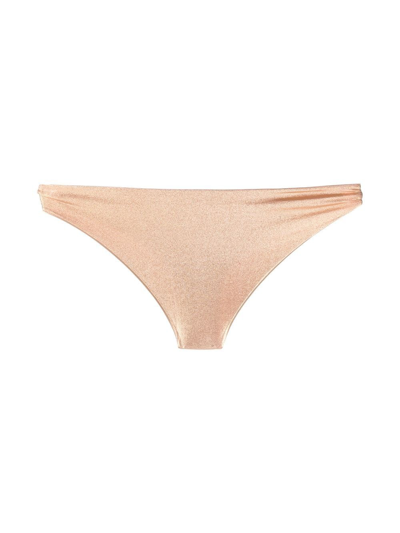 Patrizia Pepe Glitter Hoop-side Bikini Bottoms In Gold