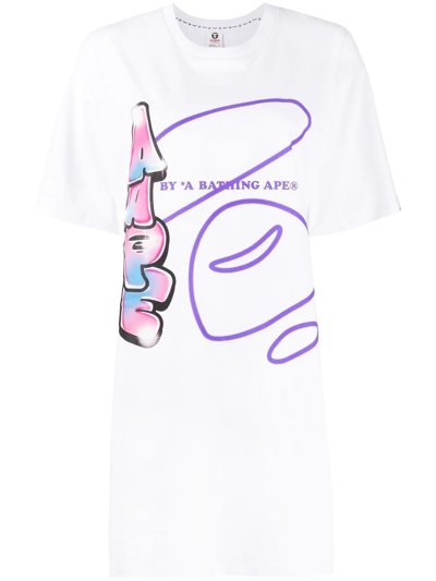 Shop Aape By A Bathing Ape Graffiti Ape Print T-shirt In Weiss