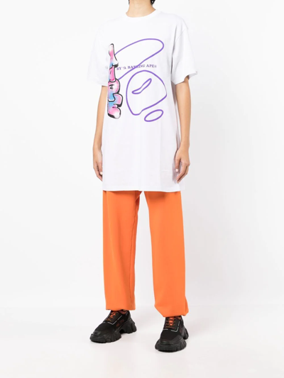 Shop Aape By A Bathing Ape Graffiti Ape Print T-shirt In Weiss