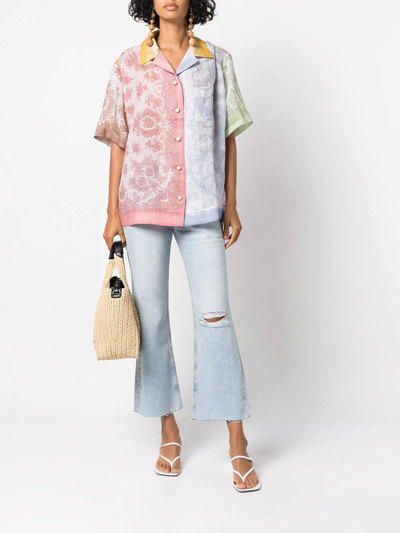 Rag & Bone Distressed Faded High-rise Kick-flare Jeans In Blau