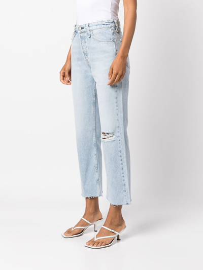 Rag & Bone Distressed Faded High-rise Kick-flare Jeans In Blau