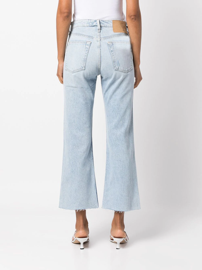 Rag & Bone Distressed Faded High-rise Kick-flare Jeans In Blau