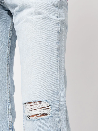 Rag & Bone Distressed Faded High-rise Kick-flare Jeans In Blau