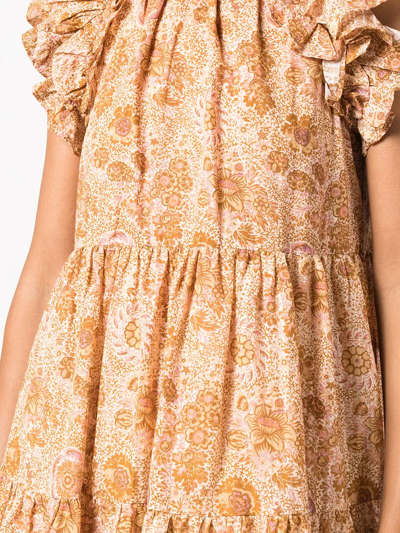 Shop Ulla Johnson Adele Floral-print Mini Dress In Orange