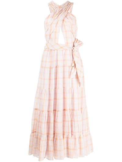 Shop Ulla Johnson Check-print Dress In Rosa