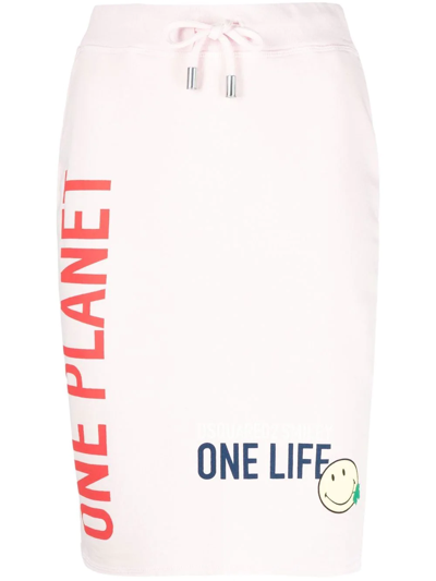 Dsquared2 "one Life One Planet Smiley" Skirt In Rosa