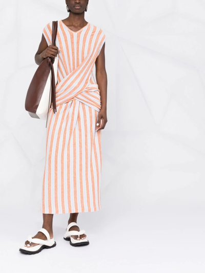 Shop Jil Sander Stripe-pattern Knitted Dress In Orange