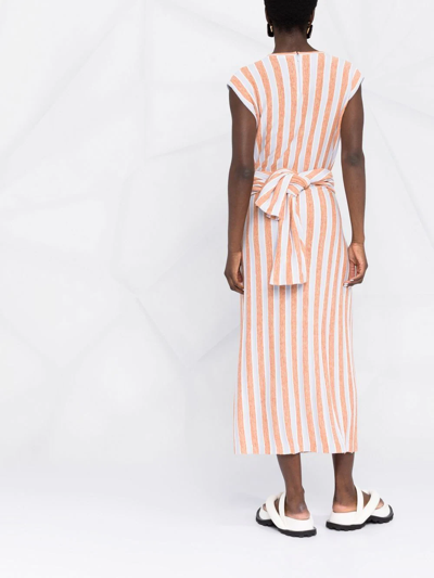 Shop Jil Sander Stripe-pattern Knitted Dress In Orange