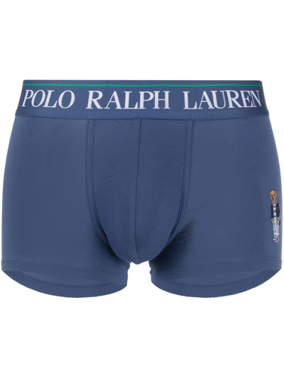 Shop Polo Ralph Lauren Polo Teddy-embroidered Boxer Pants In Blue
