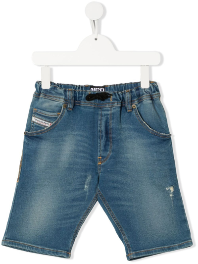 Diesel Teen Straight-leg Denim Shorts In Blue