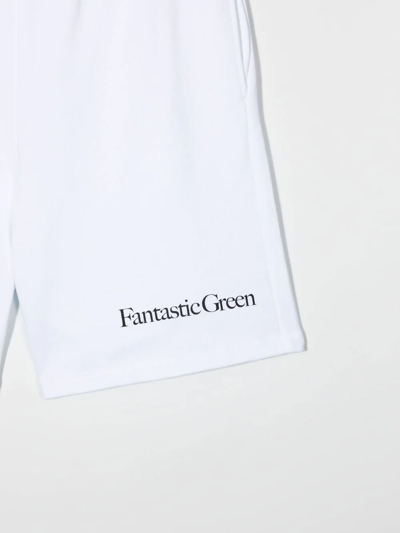 Msgm Teen Logo-print Cotton Shorts In White