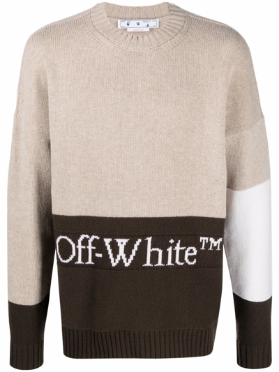 Shop Off-white Men's Beige Wool Sweater