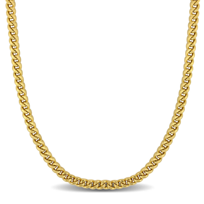 Shop Amour 34-inch Men's Square Curb Link Chain Necklace In 10k Yellow Gold