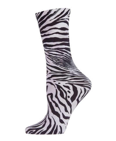 Shop Natori Women's Zebra Printed Fashion Crew Socks In White