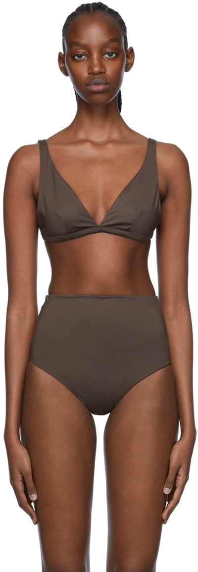 Asceno Cannes V-neck Bikini Top In Dusk Brown