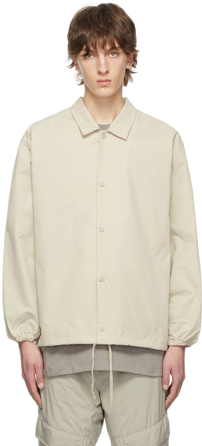 Essentials Logo-flocked Cotton-blend Coach Jacket In Seafoam | ModeSens