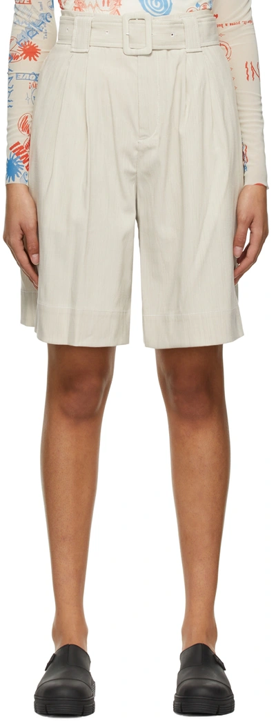 Ganni Beige Recycled Polyester Shorts In 121 Light Melange