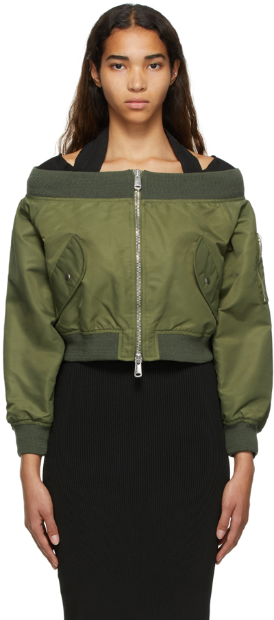 Shop Coperni Khaki Nylon Bomber Jacket In Khaki Green
