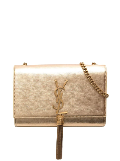 Shop Saint Laurent Kate Chain Satchel Bag In Gold