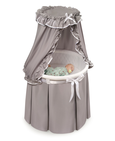 Shop Badger Basket Empress Round Baby Bassinet With Canopy In Gray And White