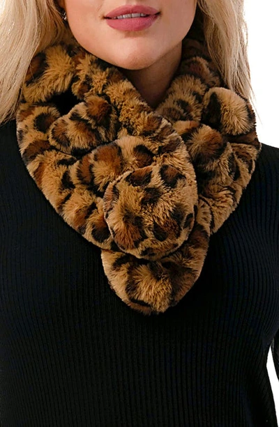 Marcus Adler Faux Fur Pom Collar Scarf In Leopard