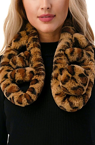 Marcus Adler Faux Fur Pom Collar Scarf In Leopard