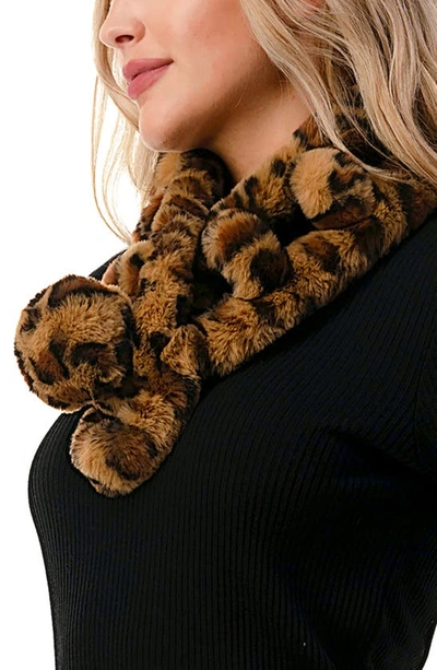 Marcus Adler Faux Fur Pom Collar Scarf In Leopard